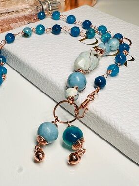 EMOTIONAL BALANCE  Blue AGATE Wire-Wrapped Necklace